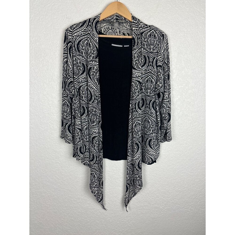 Chicos Travelers Shell and Cardigan Set Womens Size 2/Large Office Career Travel